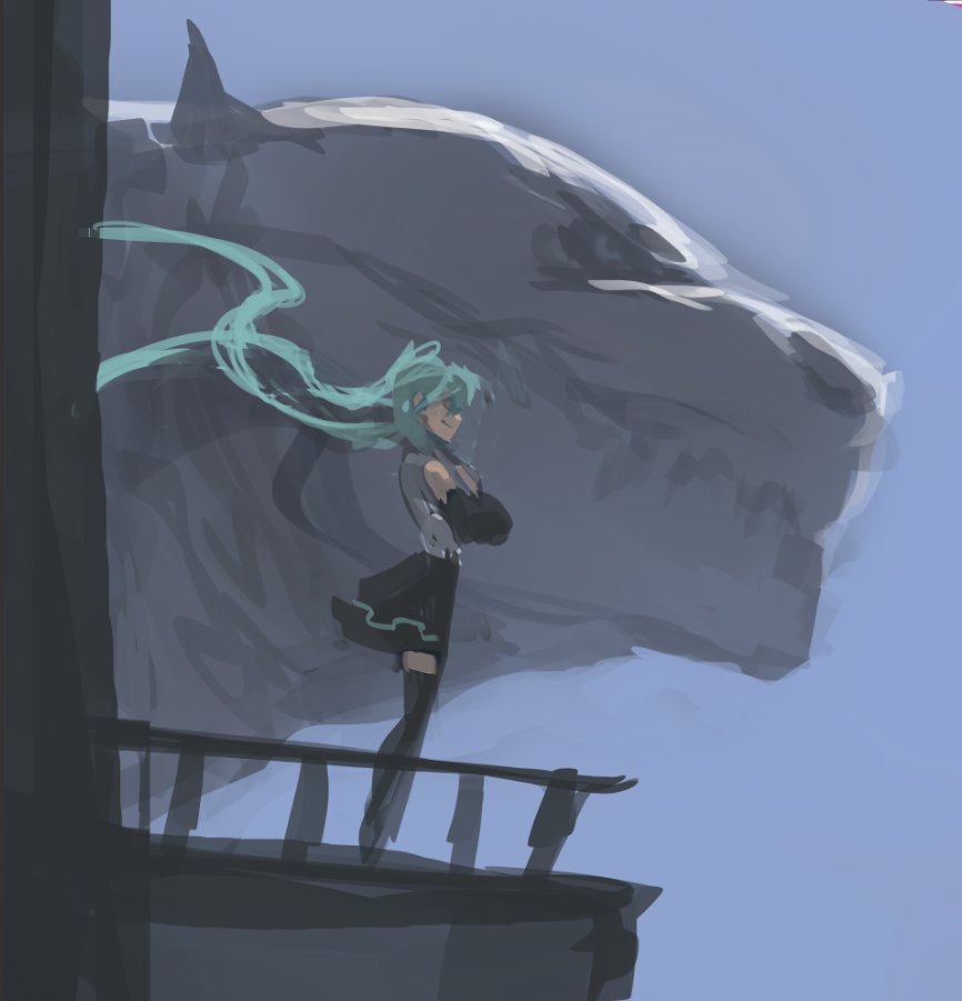 In honor of this being canon, here's my small offer to the Fortnite fanbase: the ORIGINAL idea I was gonna draw before I changed my mind. It's just an old quick sketch of course, so it looks very rough. I liked it okay, but I'm glad I pivoted to the ATOMIC MIKU MIKU BEAM instead!