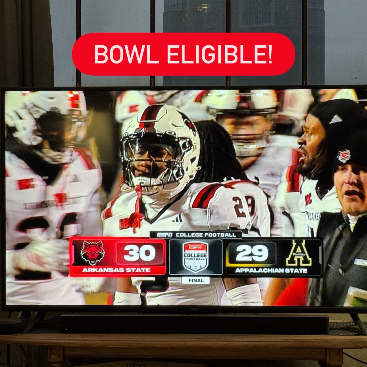 kryanjames's tweet image. Light the clock tower! @AStateFB #WolvesUp #bowleligible