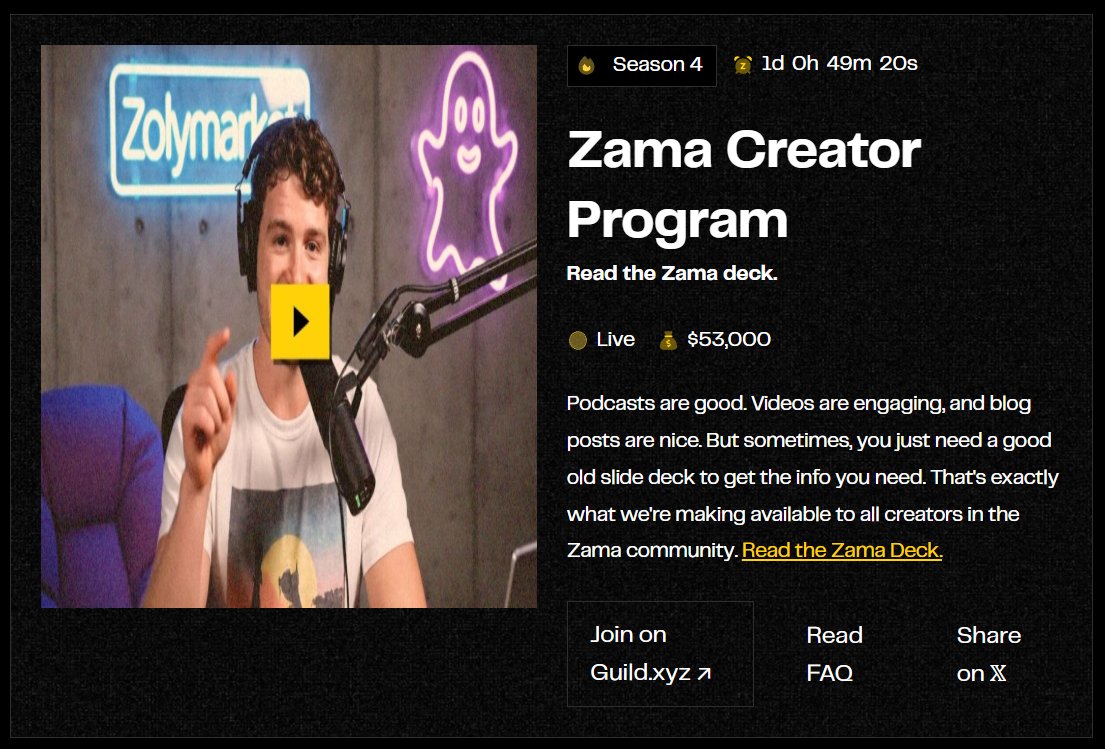 Beerus_47's tweet image. GM @zama -er!

Chỉ còn 1 ngày nữa là chiến dịch #ZamaCreatorProgram mùa thứ 4 sẽ khép lại. Mong các anh em chưa từng có OG NFT và đang cố gắng nỗ lực ở mùa 4 sẽ gặt hái được 1 cái OG NFT nhé.

Dạo này thị trường xấu thật, và có lẽ điều đó khiến team Zama…
