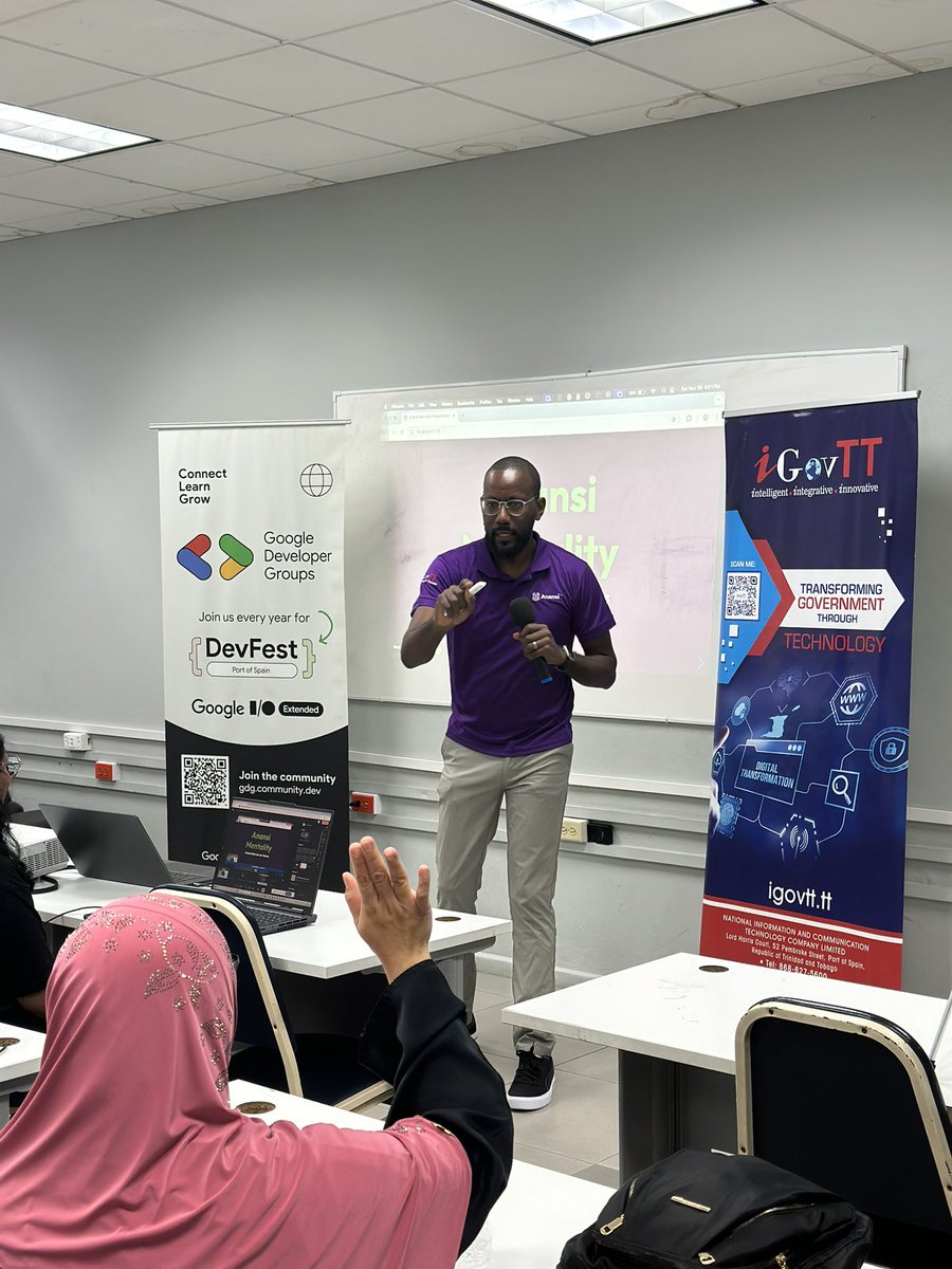 NicSGreene's tweet image. Google Developer Groups 
Port of Spain
DevFest Caribbean 2025

Anansi Mentality - Irwin Starr Williams

Thank you to GDG for inviting us to participate, UTT for agreeing to host, and my team for their tireless work.

Well that’s not entirely true. We are tired lol

Jackets are 🔥