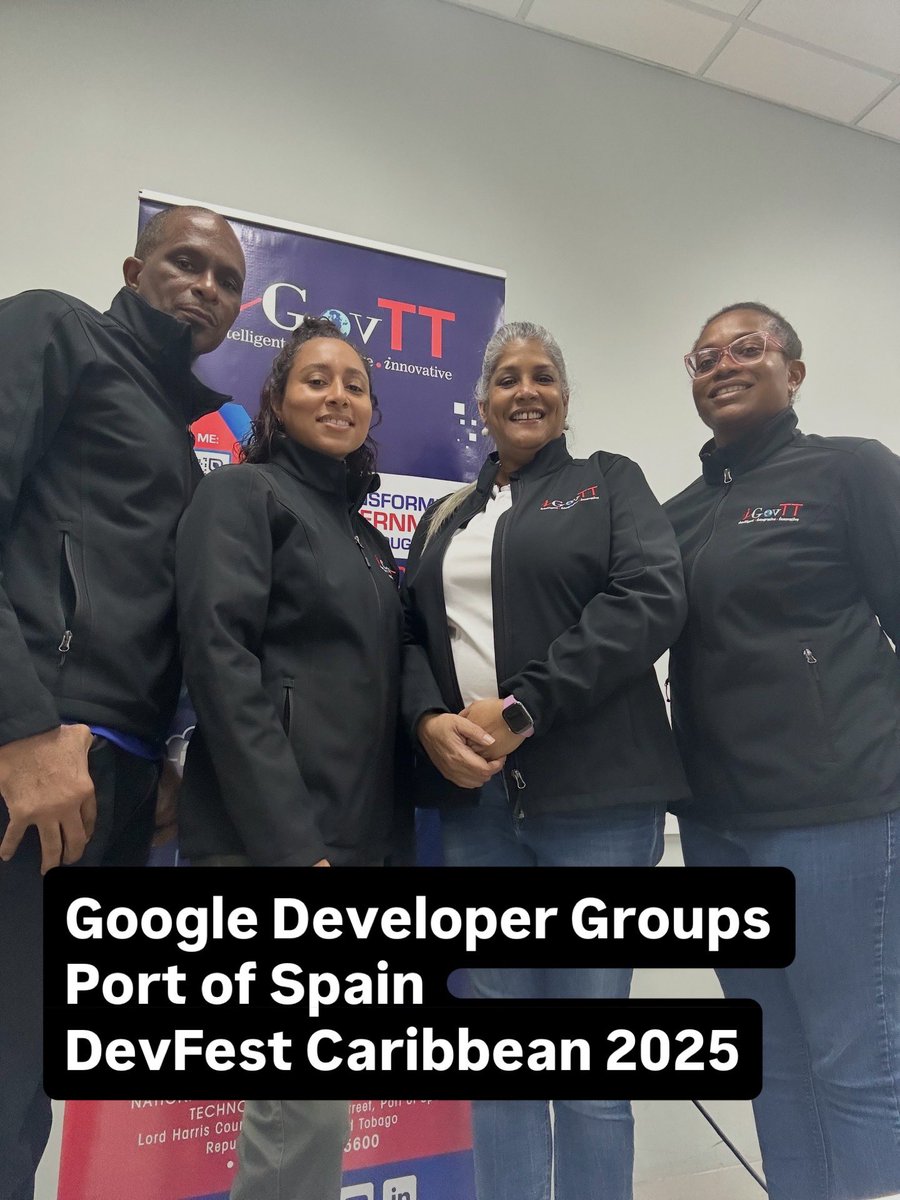 NicSGreene's tweet image. Google Developer Groups 
Port of Spain
DevFest Caribbean 2025

Anansi Mentality - Irwin Starr Williams

Thank you to GDG for inviting us to participate, UTT for agreeing to host, and my team for their tireless work.

Well that’s not entirely true. We are tired lol

Jackets are 🔥