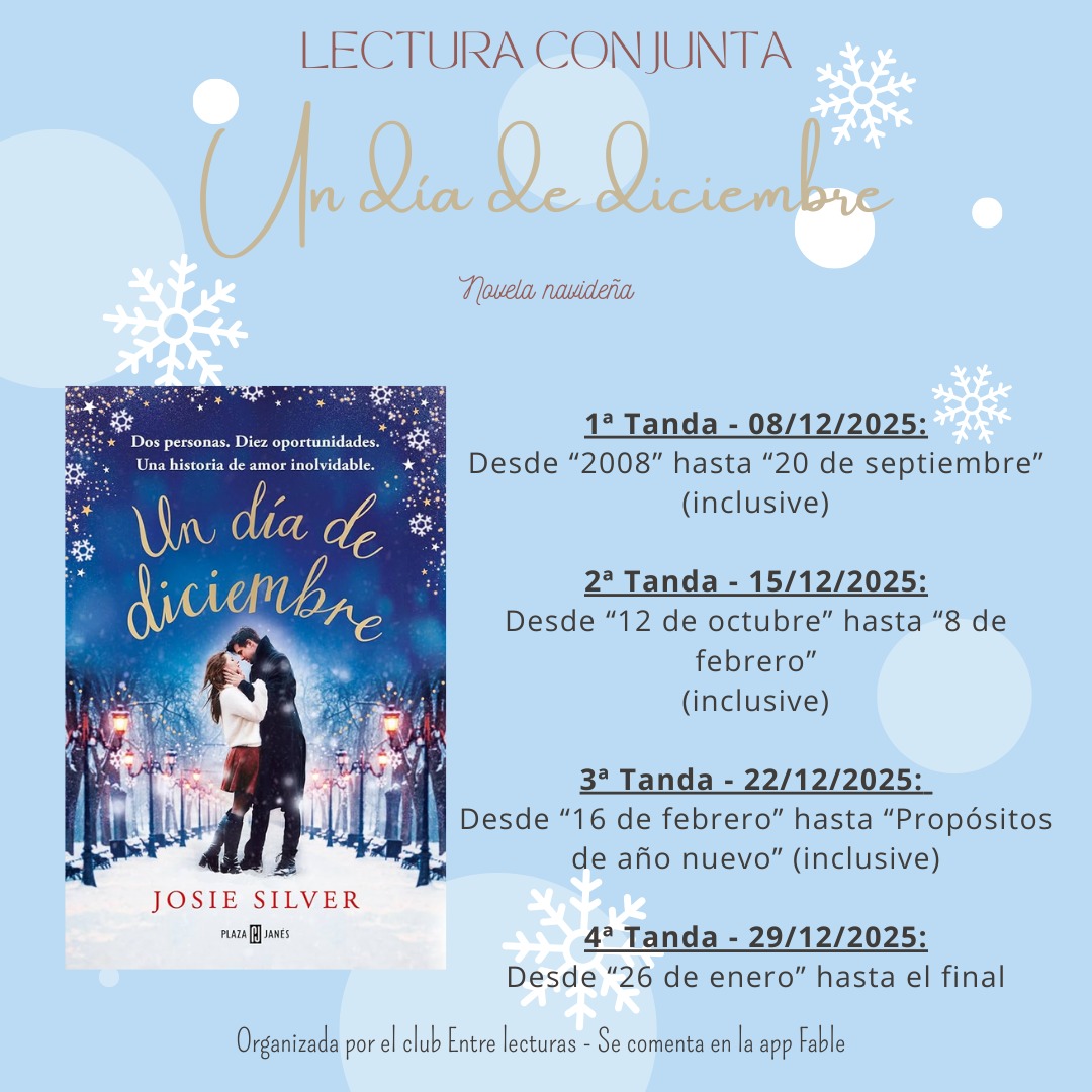 🎄LECTURA CONJUNTA DE DICIEMBRE🎄

Como ya se acerca la navidad, he querido organizar una lectura conjunta de un libro que estuviera ambientado en esta época festiva, y finalmente me he decantado por "Un día de diciembre" 😊

Si queréis apuntaros, decídmelo y os envío el enlace