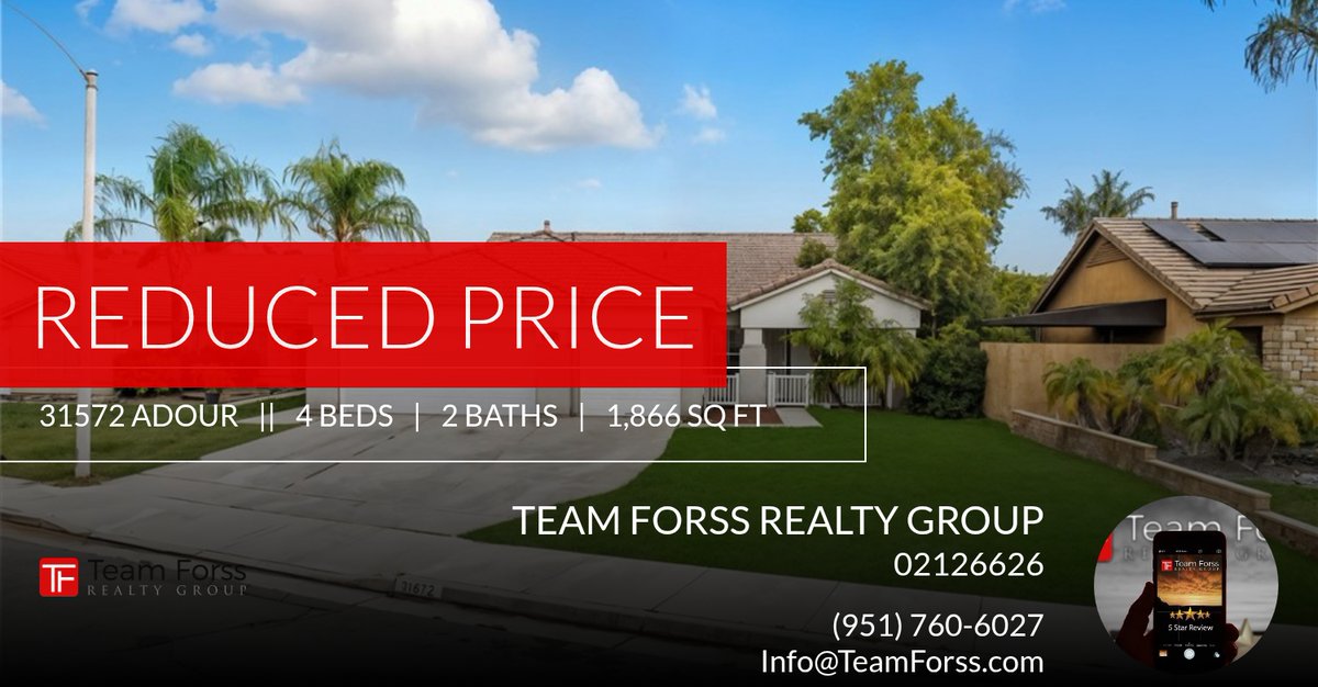 📍 Reduced Price 📍 This recently reduced home at 31572 Adour in Winchester won't last long, so, don't wait to set up a showing! Reach out here or at (951) 760-6027 for more information!

teamforss.com homeforsale.at/31572_ADOUR_kl…