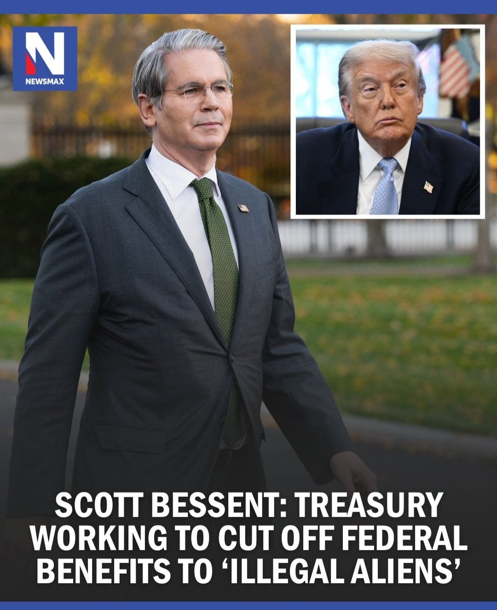Not one dime...
Treasury Secretary Scott Bessent is cutting off ALL federal benefits and tax credit cash going to illegal aliens. No more free rides on the American taxpayer. Finally.

Thank you President Trump &amp; Sec. Bessent! 🔥🇺🇸