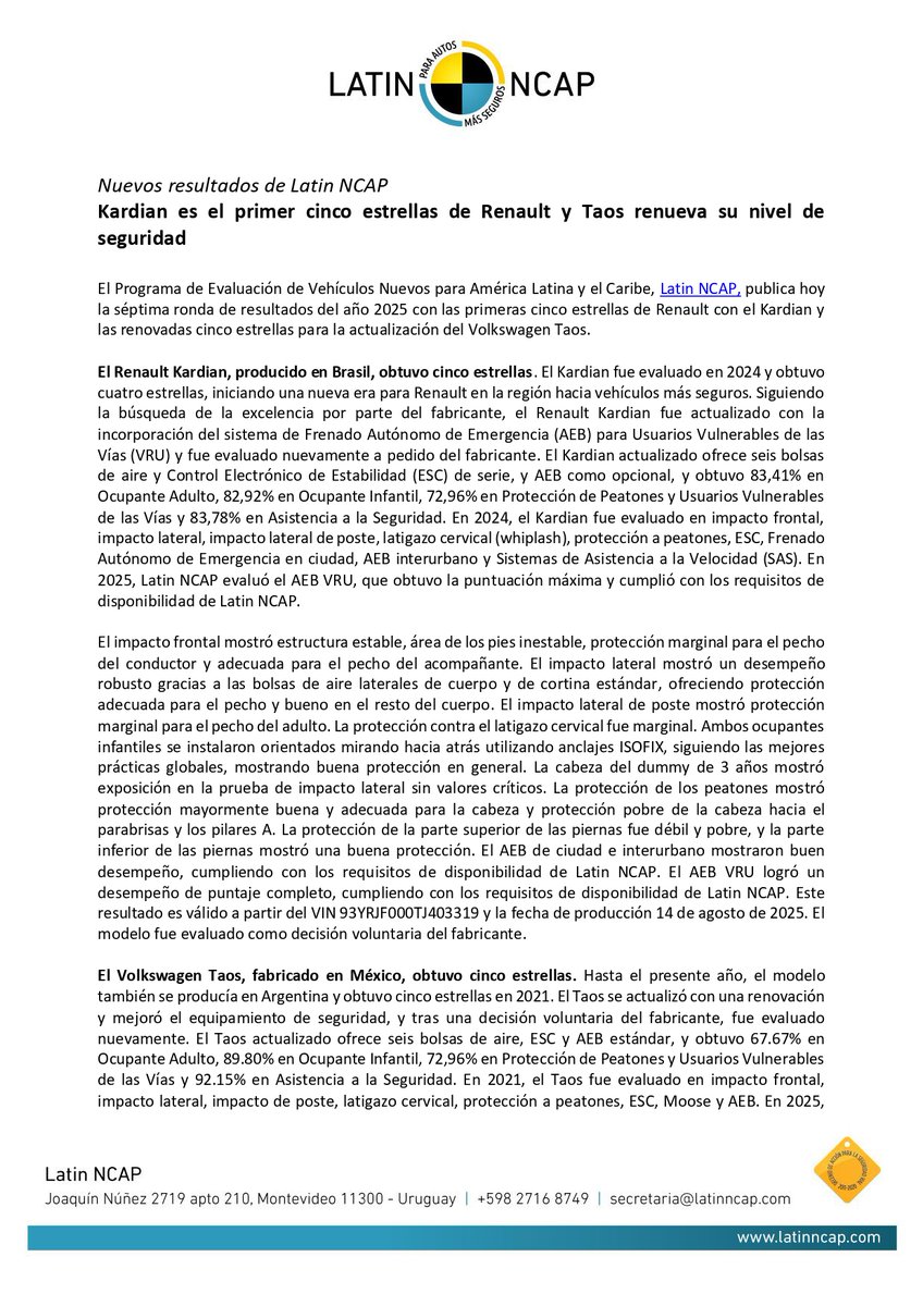 elpoderdelc's tweet image. ⭐🚗&quot;La mejora en #SeguridadVehicular es una intervención sistemática por la salud pública: vehículos más seguros significan menos muertes, lesiones graves y familias afectadas por consecuencias irreversibles&quot;.
-Stephan Brodziak sobre Kardian, el primer cinco estrellas de…