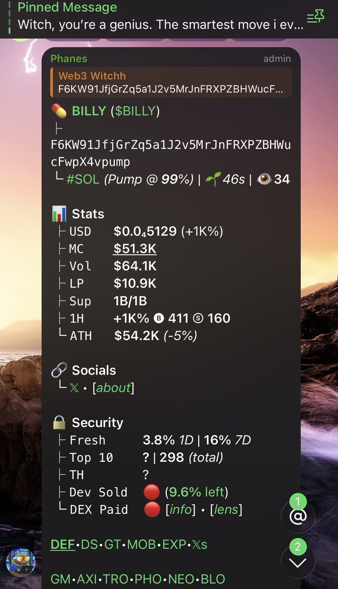 Web3_Witchh's tweet image. CA: F6KW91JfjGrZq5a1J2v5MrJnFRXPZBHWucFwpX4vpump
$BILLY is heating up fast, early buyers already moving. Do not miss another runner. Join the group for real entries.
t.me/Web3_Witchh

#Solana #helevier #memecoin #Crypto #Altcoins #LoveIslandUK #Trading #zeudiners