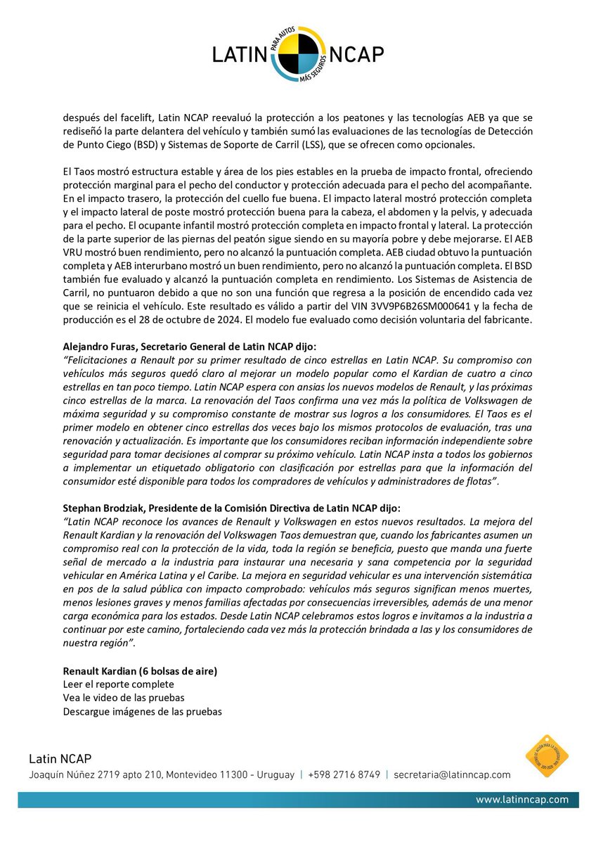 elpoderdelc's tweet image. ⭐🚗&quot;La mejora en #SeguridadVehicular es una intervención sistemática por la salud pública: vehículos más seguros significan menos muertes, lesiones graves y familias afectadas por consecuencias irreversibles&quot;.
-Stephan Brodziak sobre Kardian, el primer cinco estrellas de…