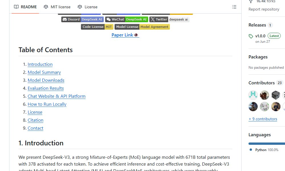 clxymox's tweet image. 🐍 DeepSeek-V3
⭐ 100,440 stars

&quot;DeepSeek-V3 : l&apos;IA ultra-performante qui révolutionne la compréhension et la génération de texte !&quot;
#GitHub