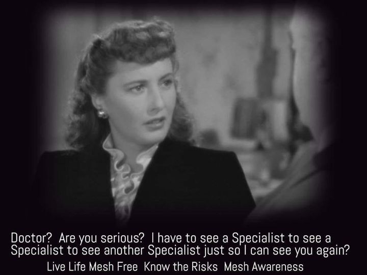 JanUrban12's tweet image. &quot;It&apos;s Not The Mesh&quot; is the typical Standard of Care most women would received for complications from a #Mesh Implant. Nobody knew anything about Mesh. Doctor after Doctor would ask &quot;What&apos;s Mesh?&quot; and your complaints went untreated or you were handed a tube of Horse Urine Creme.