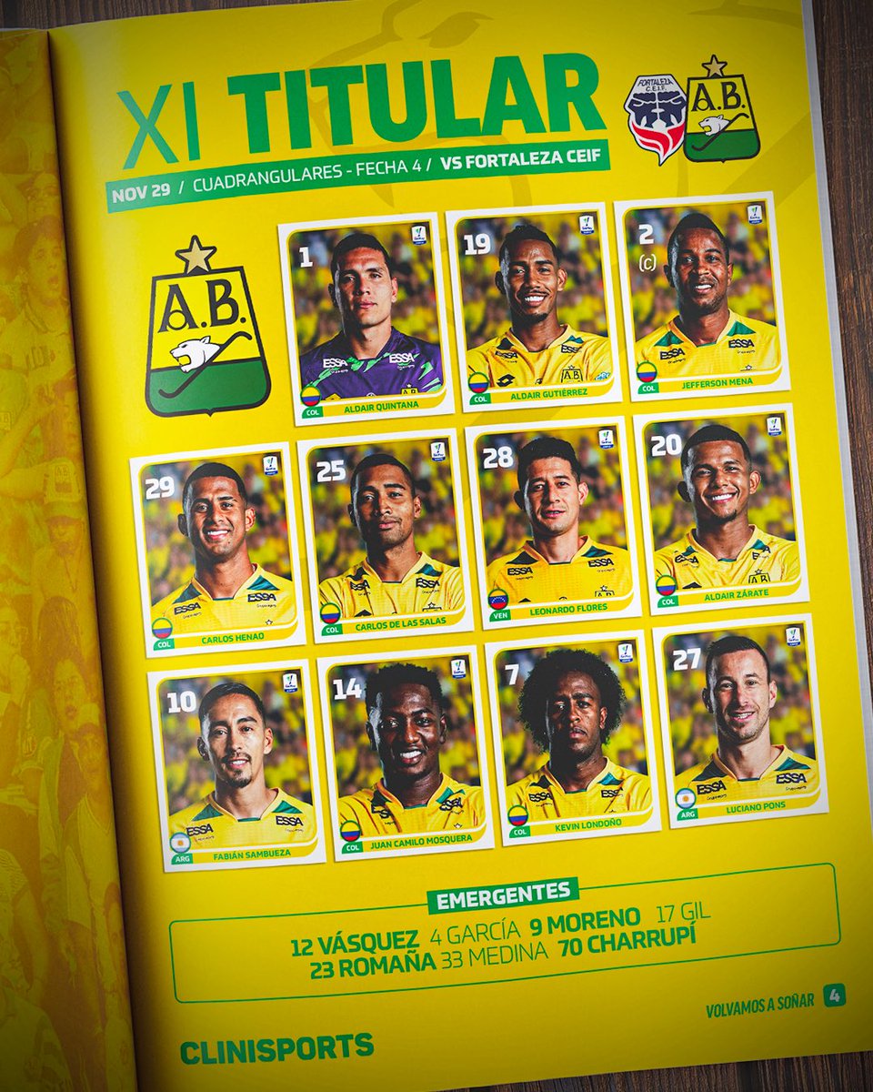 ✍🏻Conoce nuestro 11 inicial para enfrentar a Fortaleza CEIF por la fecha 4 de los cuadrangulares semifinales. ¡𝐀 𝐝𝐚𝐫𝐥𝐨 𝐭𝐨𝐝𝐨!🔥