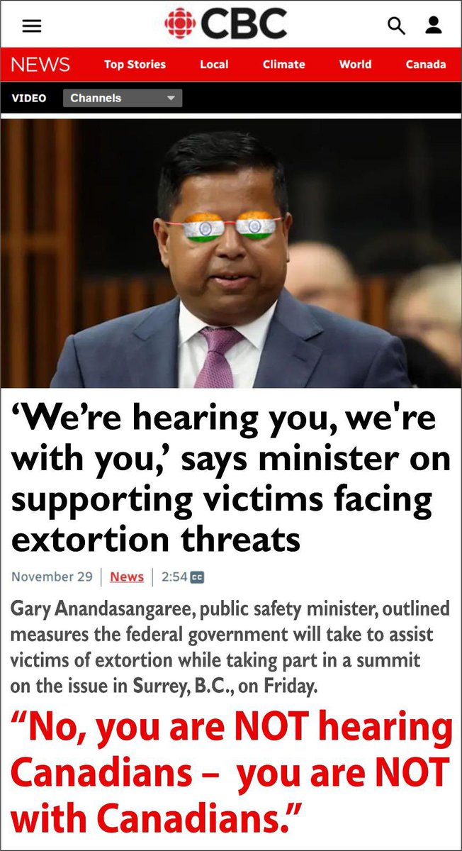 “No, you are NOT hearing Canadians — you are NOT with Canadians.”

— SFJ to Public Safety Minister Gary Anandasangaree

“DO YOU EVEN HAVE THE CAPABILITY TO SERVE AS CANADA’S PUBLIC SAFETY MINISTER WHEN YOU COVER UP MODI-REGIME–DIRECTED EXTORTION, ASSASSINATION OPERATIONS, AND