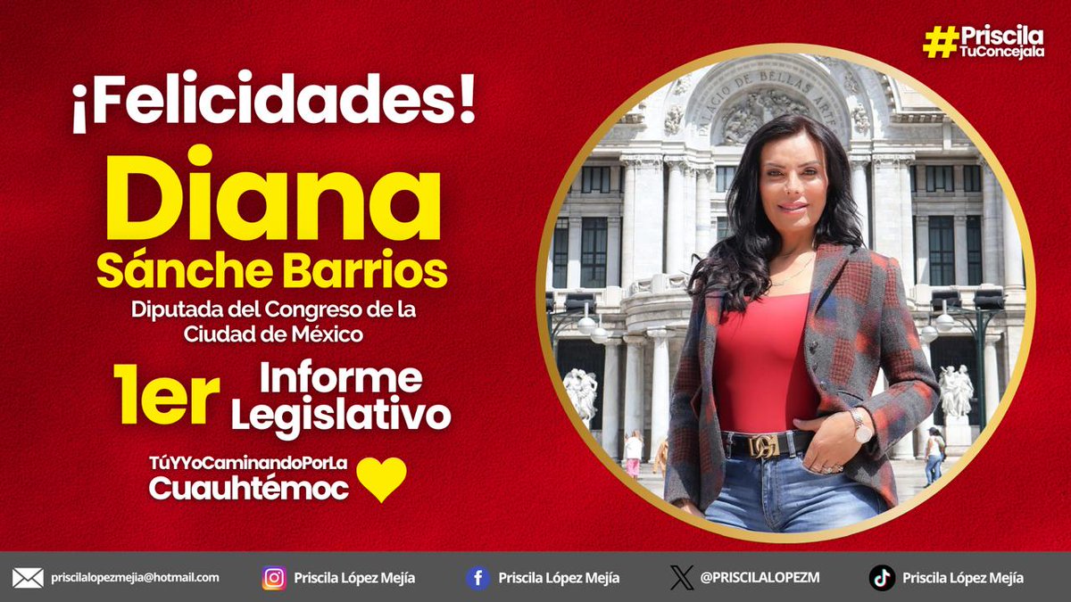 Muchas felicidades por tu 1er. Informe Legislativo Dip.  <a href="/DianaSanchezBar/">Diana Sánchez Barrios</a> trabajo y compromiso en el territorio.