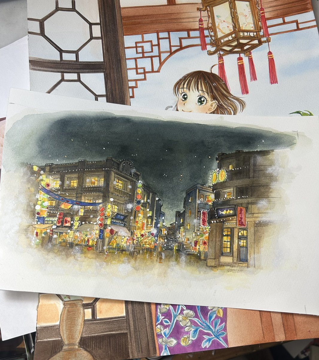 あの案からこうなりました。
後裏の表紙はこんな感じでした。
実際は気付いたら大きく描いてしまい
A3サイズです。
（みんなそうなのかな？）