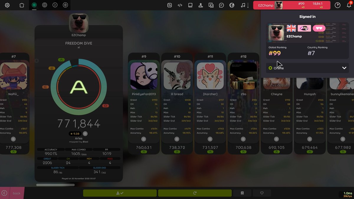 EZChamp1's tweet image. FREEDOM DIVE 1K TO REACH TOP 100 HOLY FUCK