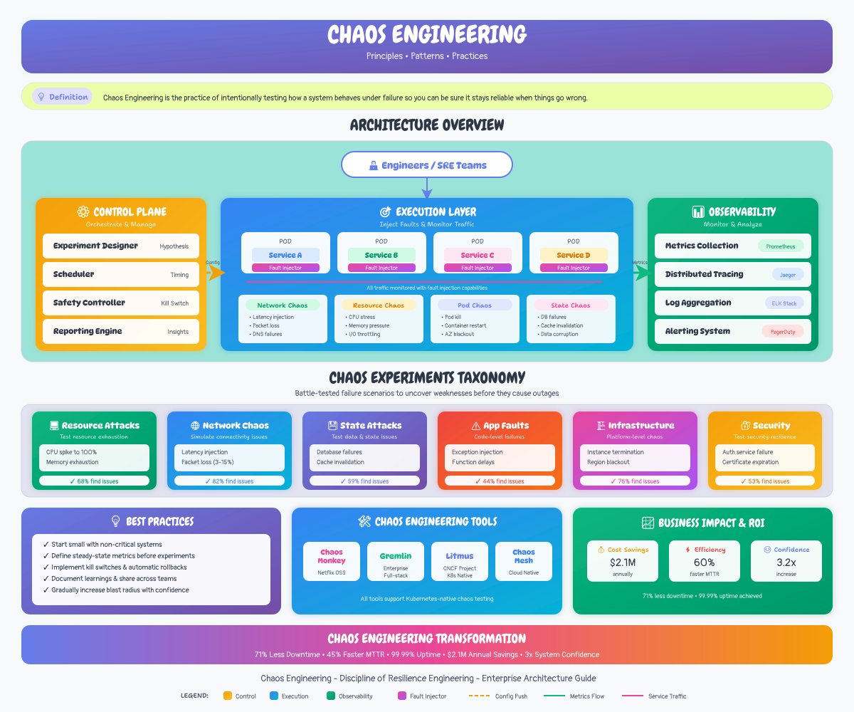sameersparadkar's tweet image. chaos Engineering = breaking things on purpose so systems don’t break when it matters. ⚡

Test failures.
Stress services.
Validate resilience.
Build real reliability.
Modern systems need chaos to stay strong. 💥
#ChaosEngineering #SRE #DevOps #Resilience #SystemDesign