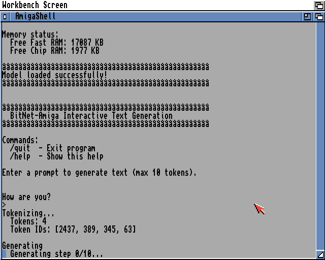 alimede_info's tweet image. #BitNet Amiga: proof of concept
- Neural network LLM on #Amiga 1200 + Blizzard 1230 50MHz + 32MB Fast RAM
- Ternary BitNet (8 layer transformer, 256 hidden, 8 heads)
- 10M parameters
- Autoregressive text generation
- BPE Tokenizer (10K vocab)
- Integer-only, no FPU
#AmigaReposts