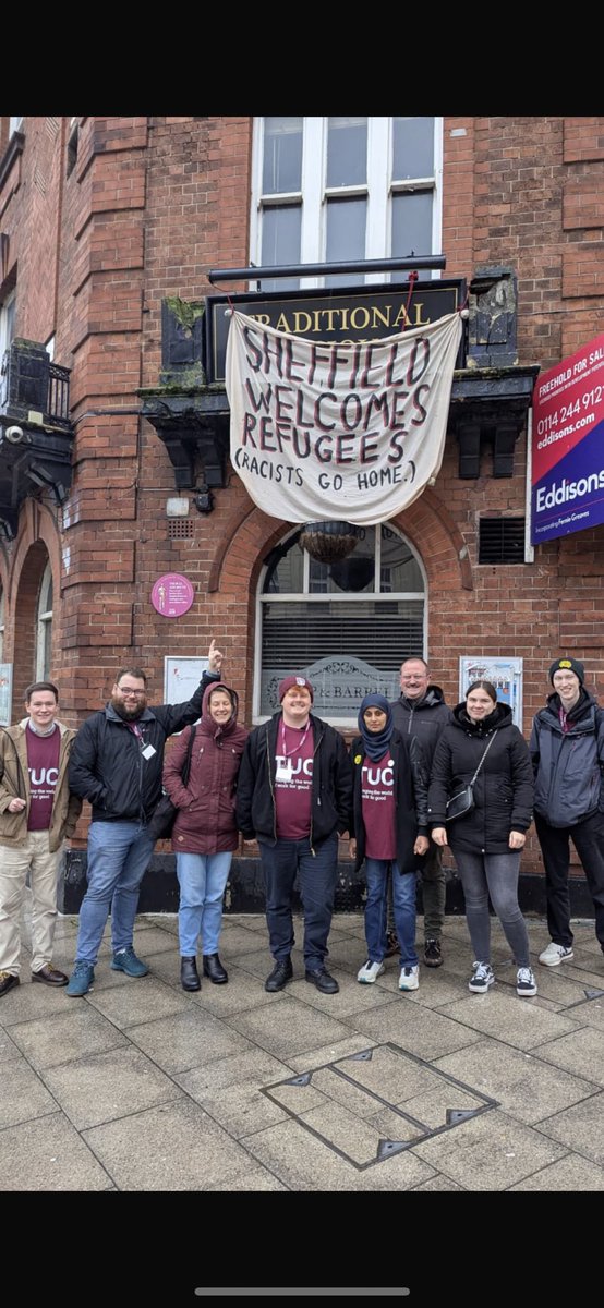 KaynanHudson's tweet photo. ✊ A great time with @The_TUC’s Youth Patrol in Sheffield speaking to young workers about their workplace experiences!

Also great to be joined by comrades from Germany’s Ver.di trade union! https://t.co/q8JPVST43O