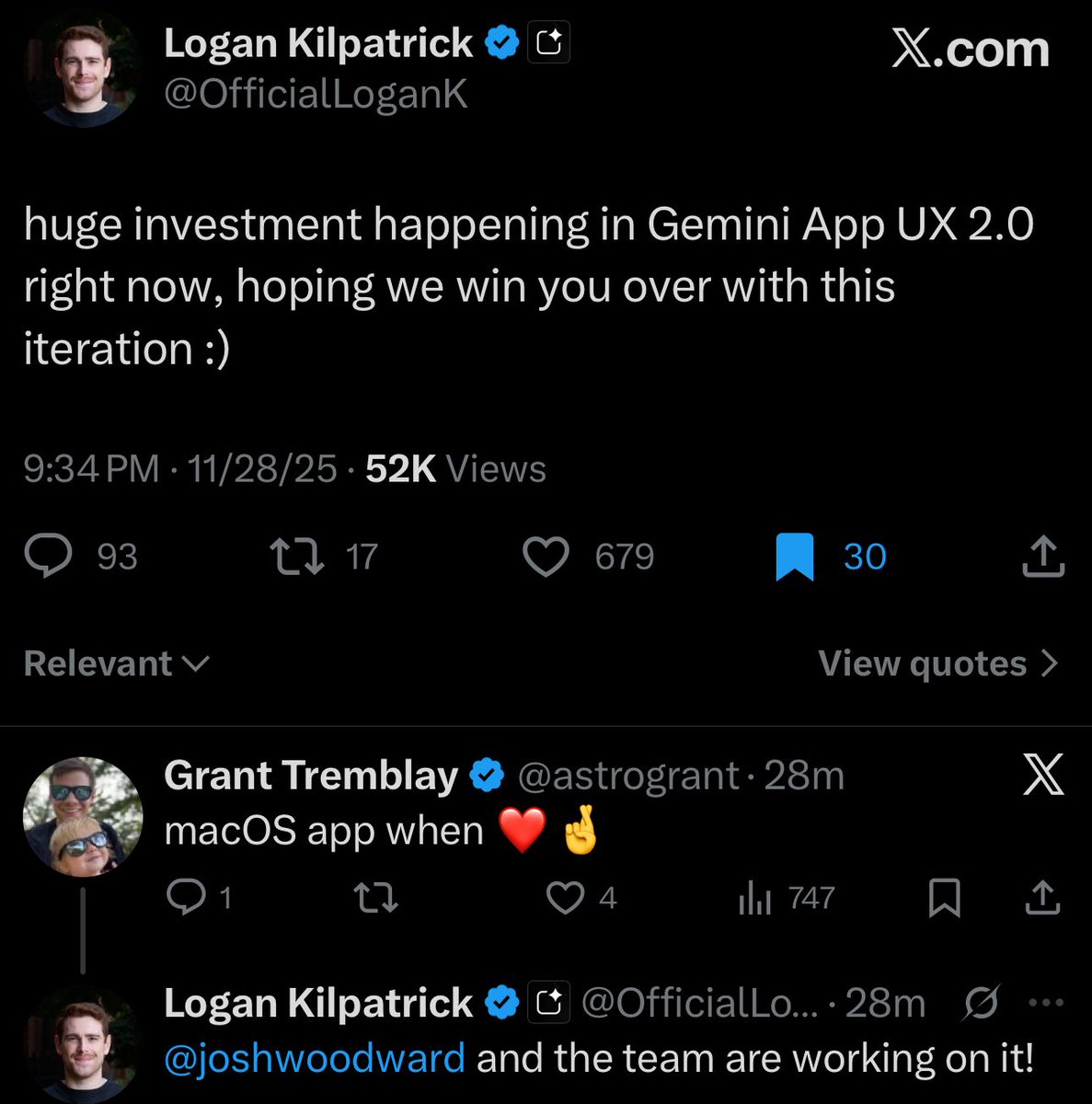 Gemini UX 2.0 tweet