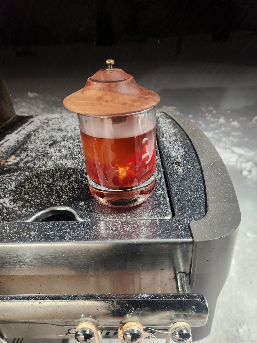 <a href="/StewsSauce/">Stew</a> ,<a href="/goodbreffis/">Grits n Football</a> ,<a href="/ScottRo83866595/">Scott Rodriguez</a> , we're grilling in a snow storm guys! And enjoying a smoked  Elijah Craig old fashion in the process. Cheers!