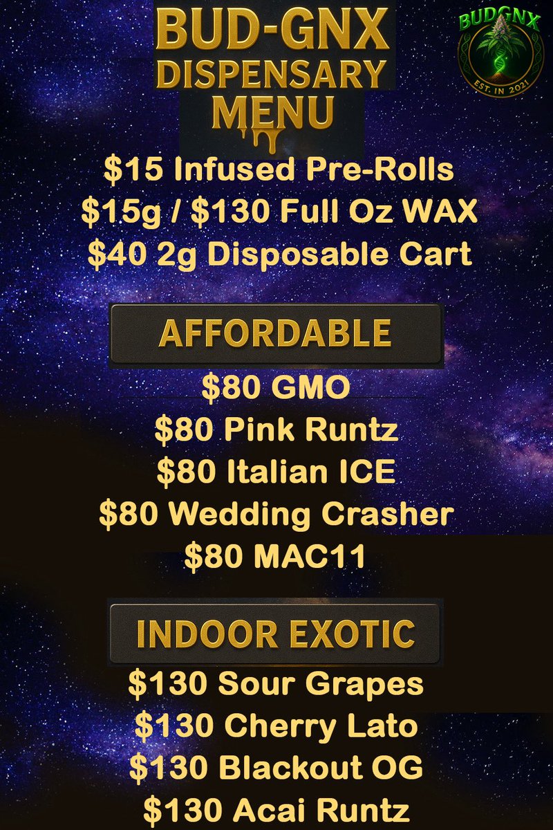 budgnx1's tweet image. New Menu! 
#mmemberville
#cannabis #thc