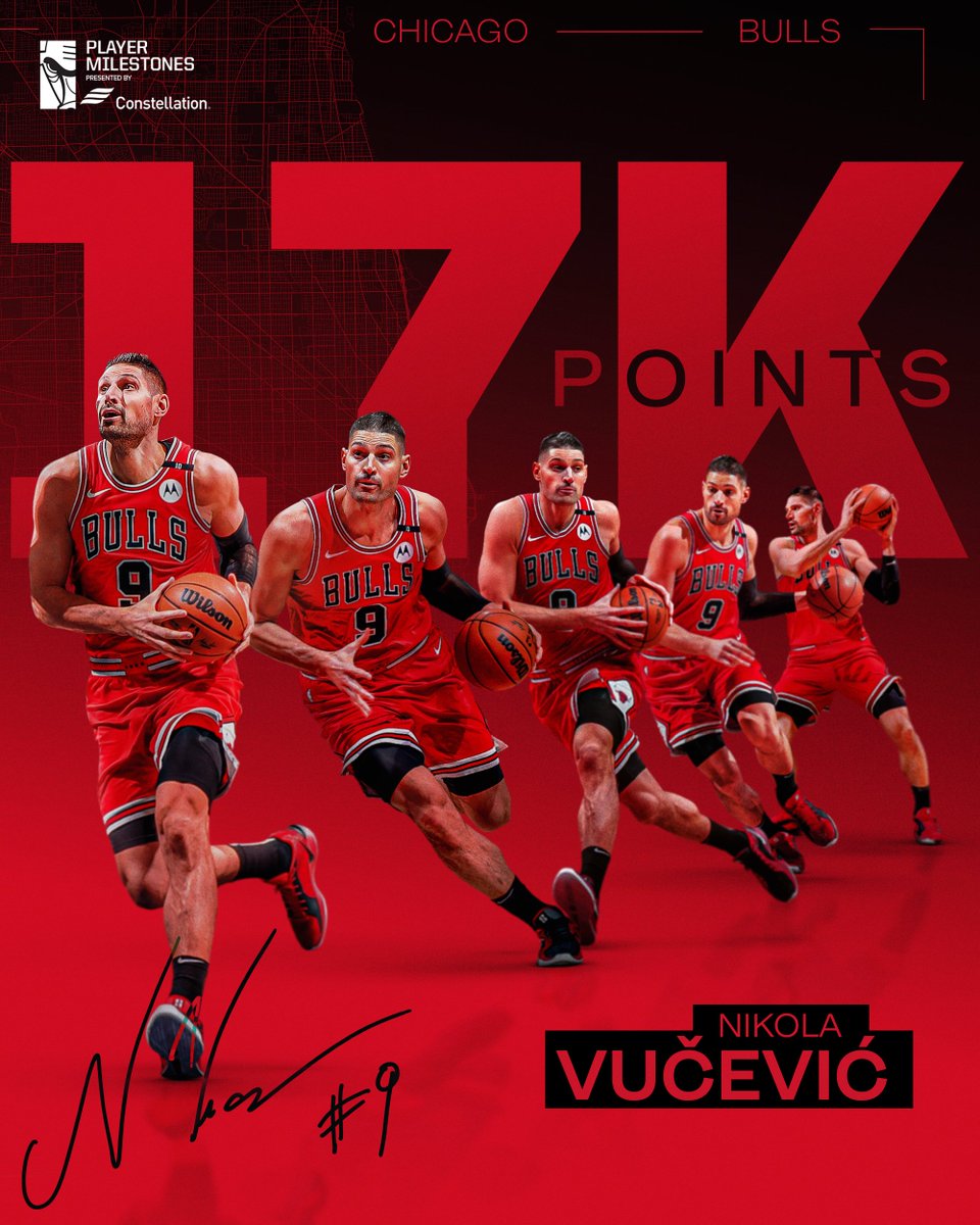 1️⃣7️⃣0️⃣0️⃣0️⃣ points for VOOCH.

@NikolaVucevic becomes the 15th active player to reach 17,000 career NBA points.

@ConstellationEG | #SeeRed 