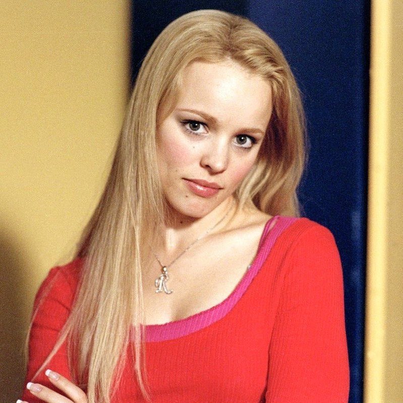 allurequinn's tweet image. fun fact: rachel mcadams wore a $20,000 wig to play regina george in mean girls because she refused to bleach her own hair.