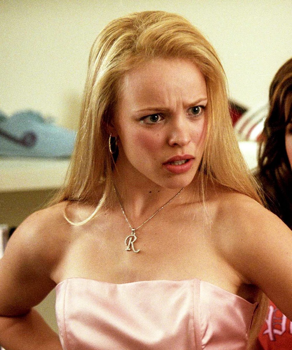 allurequinn's tweet image. fun fact: rachel mcadams wore a $20,000 wig to play regina george in mean girls because she refused to bleach her own hair.
