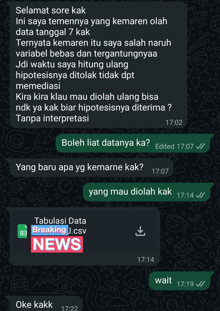 halonaproject's tweet image. Terimakasih sudah order olah data spss
Kami menyediakan jasa olah data:
Spss
R Software/ R studio
Eviews
Smartpls
Publish jurnal sinta 3,4,5,6
Bisa olah data individu, time series, panel, atau spasial.  
Skripsi bab 1-5
Info lebih lanjut bisa hubungi whatsapp yaa
