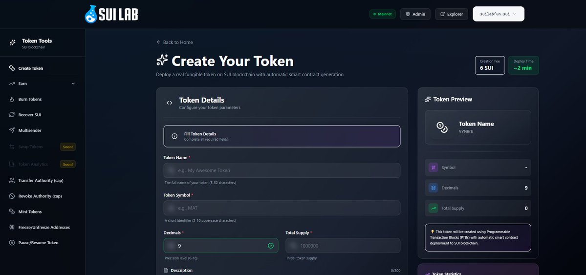 suilabdotfun's tweet image. 🎉 No coding skills? No problem!

With the SUI LAB Token Creator, you can launch your own token on the SUI blockchain in minutes. 

🔹 No code required 
🔹 Auto-generated smart contract 

💡 Perfect for communities, brands, creators, and web3 projects ready to level up.