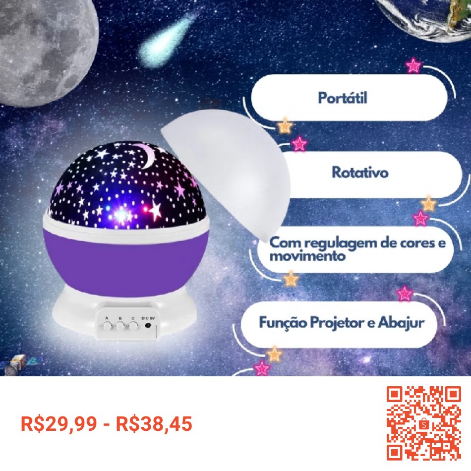 canto_aconchego's tweet image. Que tal iluminar seu quarto de uma forma diferente? Aqui está um projetor de céu estrelado 🌃

Link: 👉 s.shopee.com.br/70ChmRGHTt