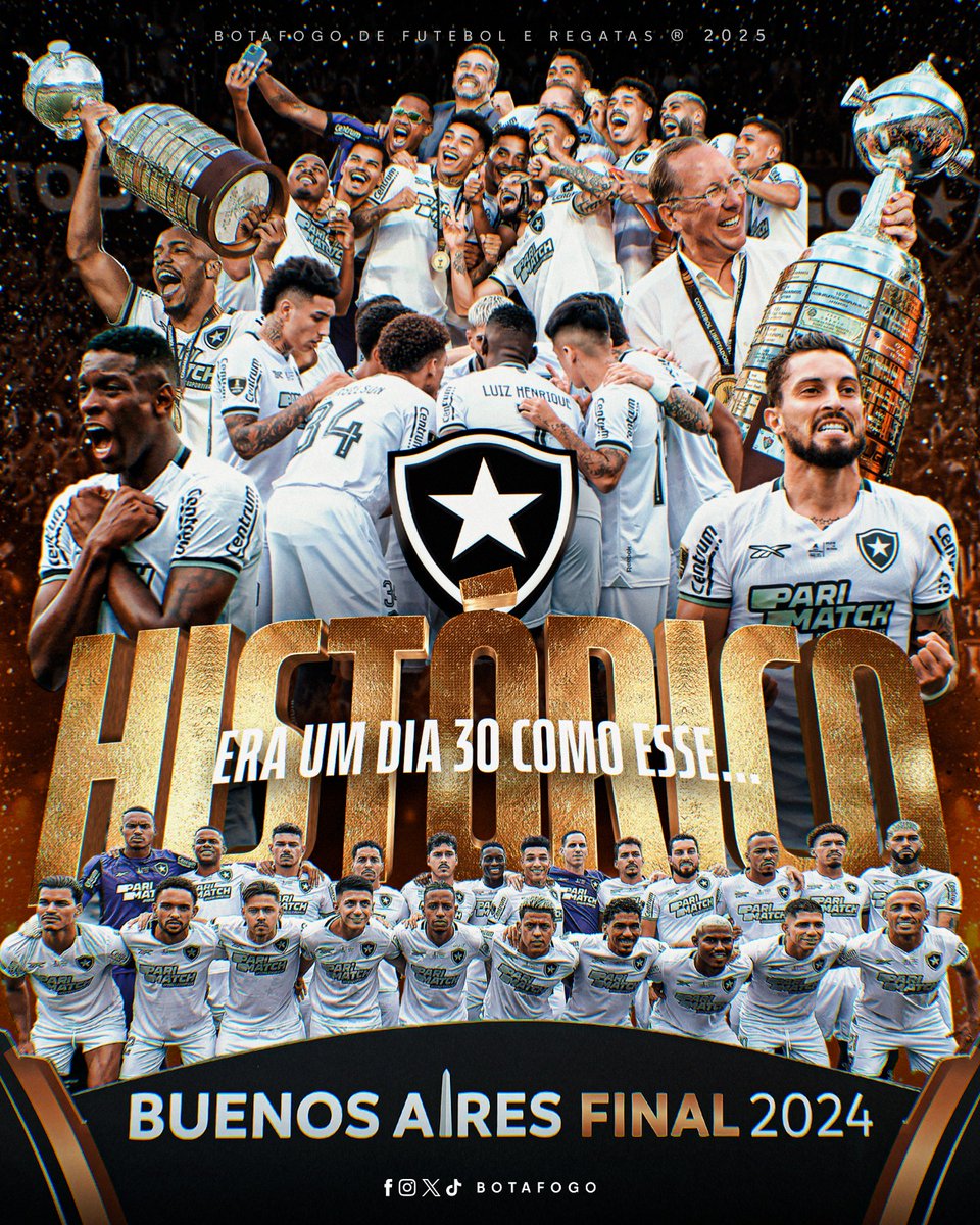 Botafogo's tweet image. 𝐄𝐑𝐀 𝐃𝐈𝐀 𝟑𝟎 𝐂𝐎𝐌𝐎 𝐄𝐒𝐒𝐄! 🏆🥹

Há 1️⃣ ano, o Botafogo de Futebol e Regatas conquistava a Libertadores! Com um a menos desde os 40 segundos, a Estrela Solitária brilhou mais forte do que nunca e confirmou, dentro do coração de cada botafoguense, o maior sentimento…