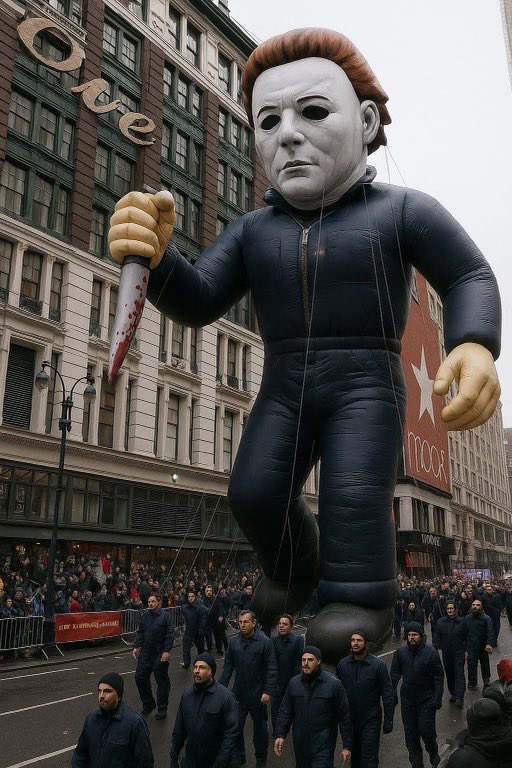 HorrorHouse705's tweet photo. Seriously… This needs to be a float at next year‘s Macy’s Thanksgiving Day parade!  🎃👻💀🩸
The Holidays should be a little more… HORRORFYING!  🩸 https://t.co/1Qy4EaTajy