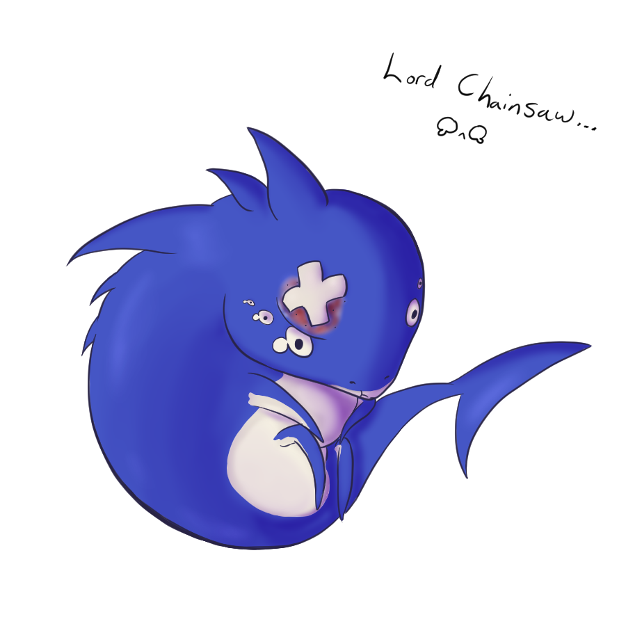 lostphantomwolf's tweet photo. *rolls him around like a lump of playdough* he's just a lil' guy #chainsawman #sharkfiend https://t.co/DmUzhoawfF