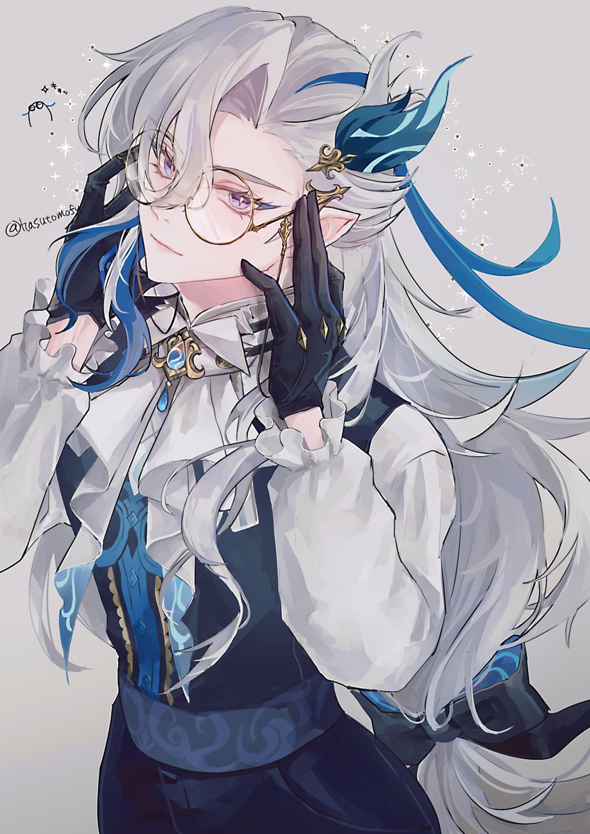 グッズの眼鏡🌧が衝撃すぎて描いたらなんかうきうきになってしまった