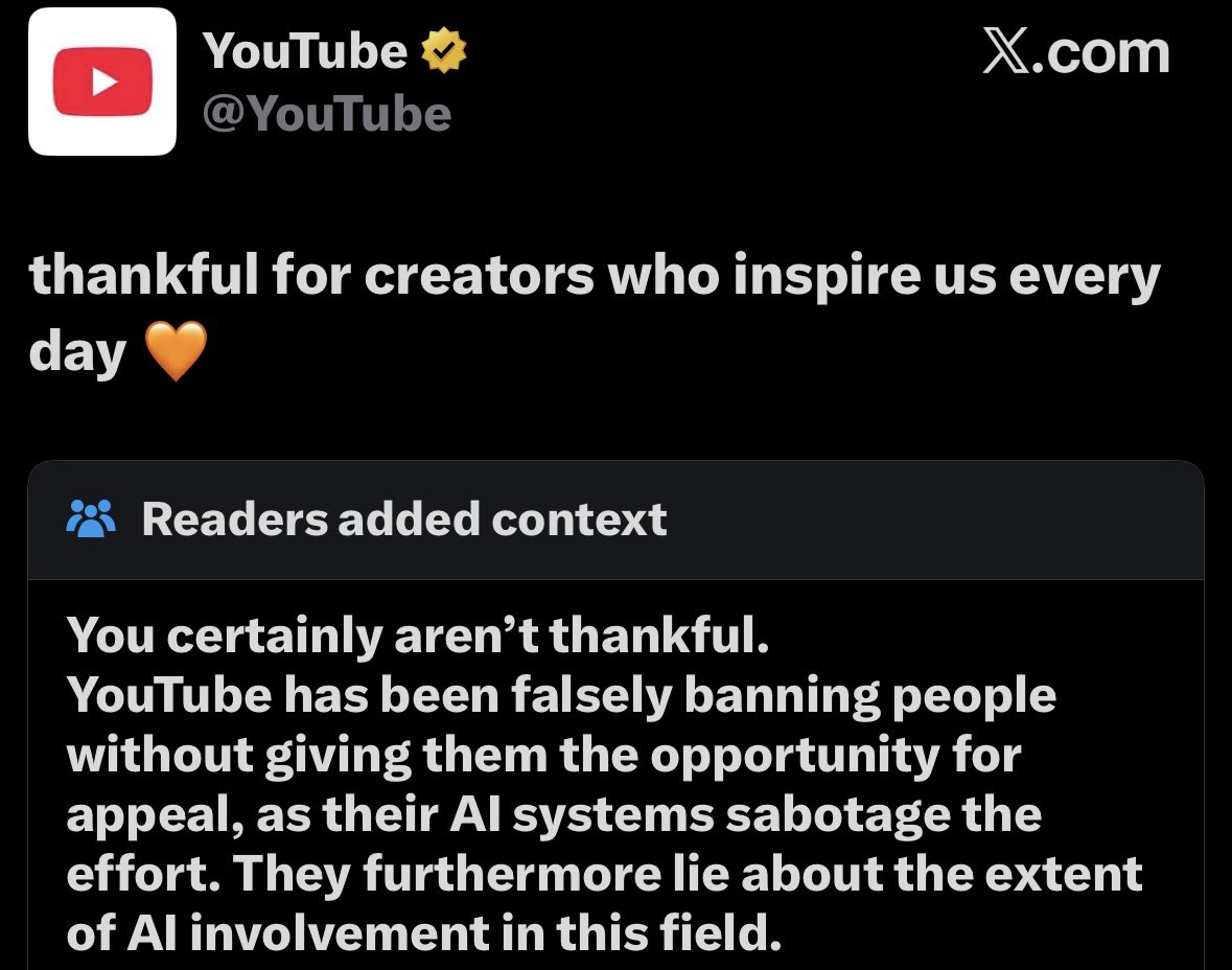 CultureCrave's tweet image. YouTube is getting destroyed by Community Notes 😂