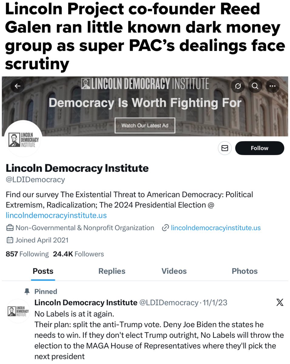 JamesHartline's tweet image. I&apos;ve been working on this major research project for many weeks. I sent out an alert a few weeks ago about a major political corruption scheme that I would be reporting on. This is a preview. The Dirty Schemes and Skeletons in the Lincoln Project&apos;s Closet.

You will note in…