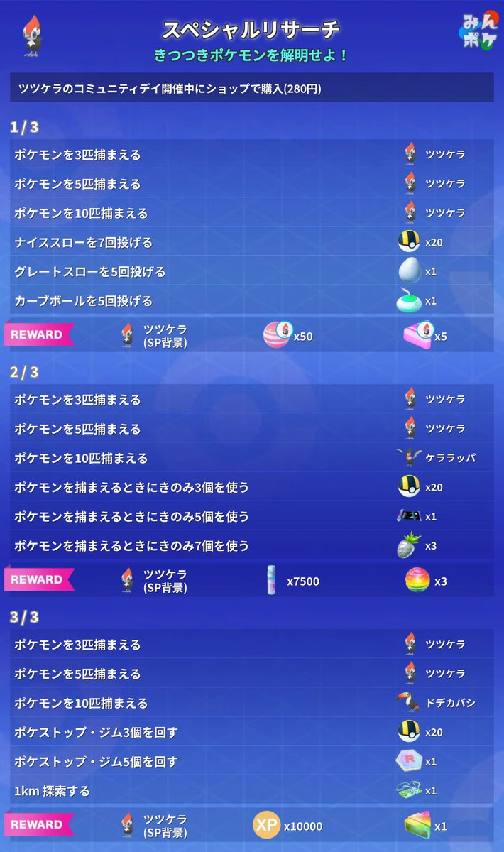 コミュニティデイ：ツツケラ】 スペシャルリサーチ(280円)と