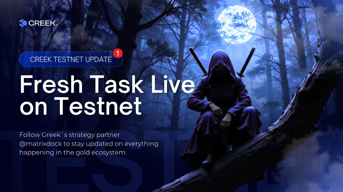 _CryptoNotes_'s tweet image. A new Testnet  @creekfinance mission is live.

To unlock the next stage, align with our strategic partner @matrixdock. Building the future of on-chain gold.

Follow. Complete. Dominate.

#GoldRushOnSui