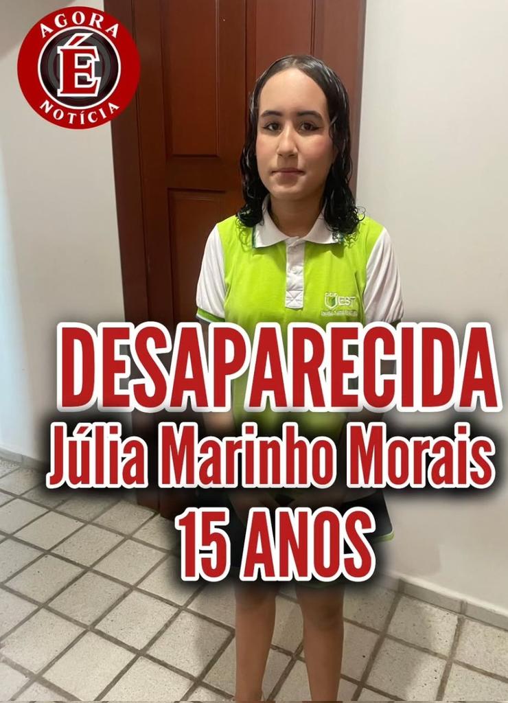 Uma adolescente de 15 anos desaparece após sair  de bicicleta  sábado ( 15 / 11 ) em  Olinda .
Família   está  desesperada por notícias.