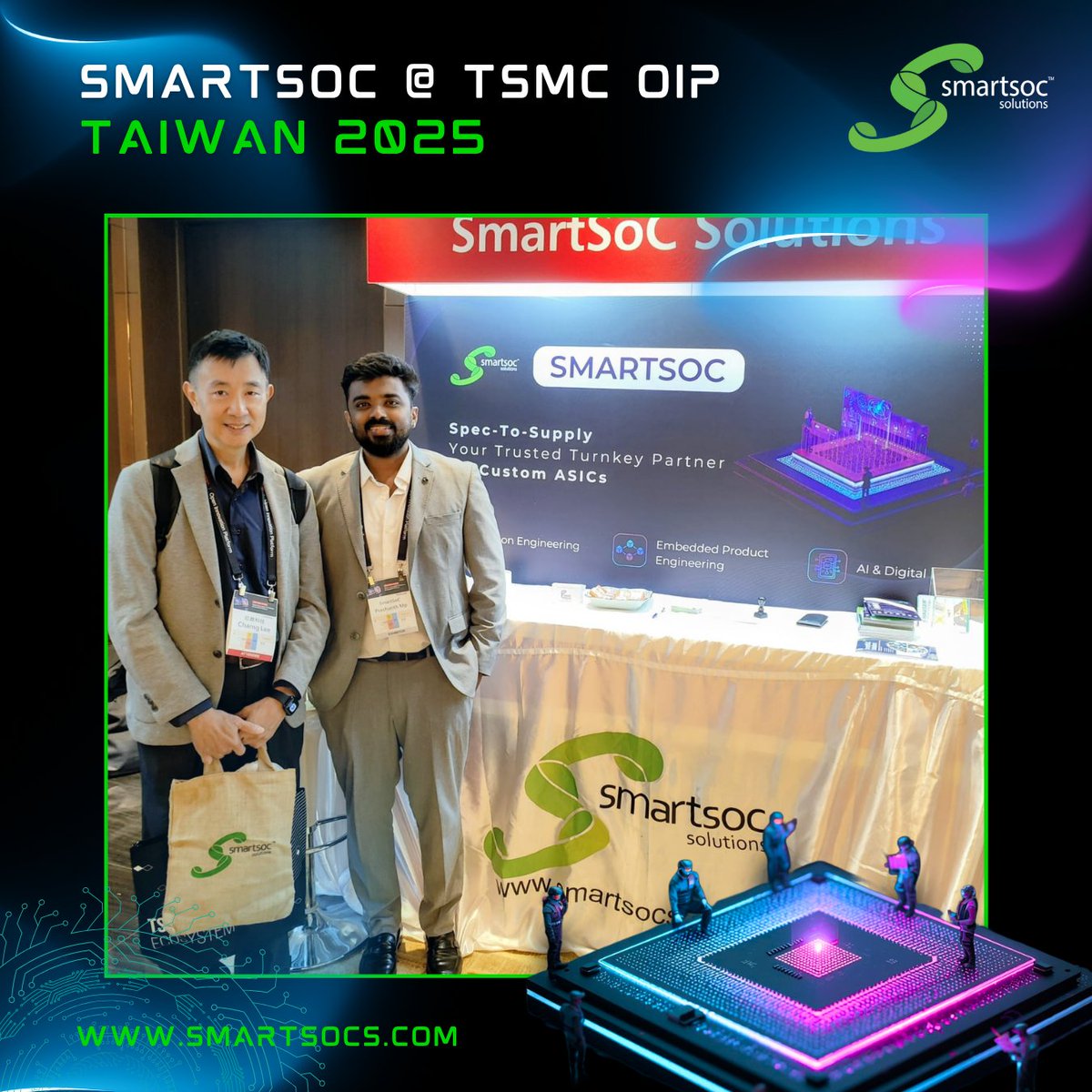 smartsocs's tweet image. @ #TSMCOIP Taiwan 2025! Inspiring energy and groundbreaking ideas.

Engaging with industry leaders and experts has been an enriching experience for our team

Proud to share SmartSoC’s capabilities and explore new avenues to strengthen collaboration within the TSMC OIP ecosystem.