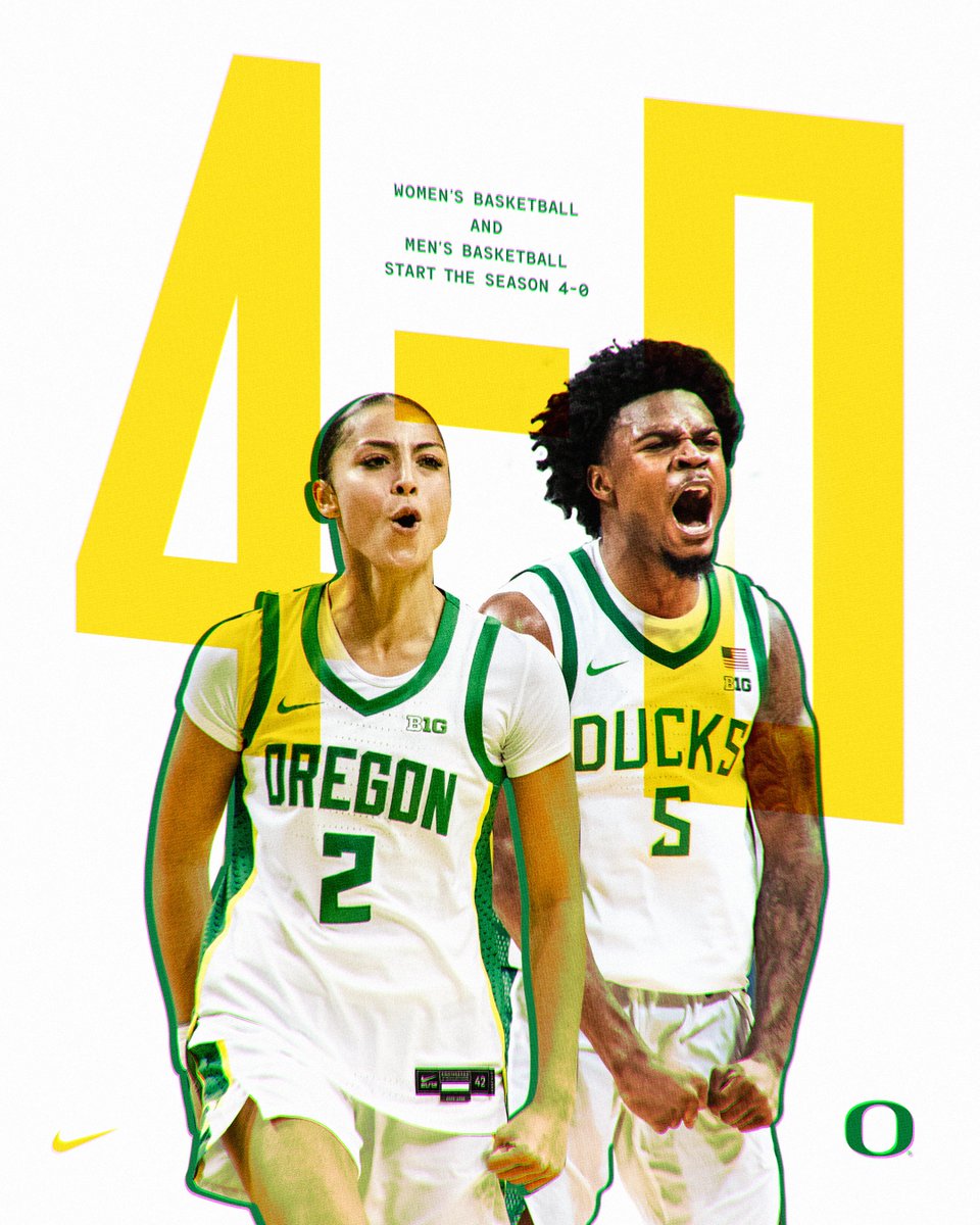 GoDucks's tweet photo. Strong start.

Both @OregonWBB &amp; @OregonMBB begin their seasons 4-0. #GoDucks https://t.co/C7ypWcdTx7