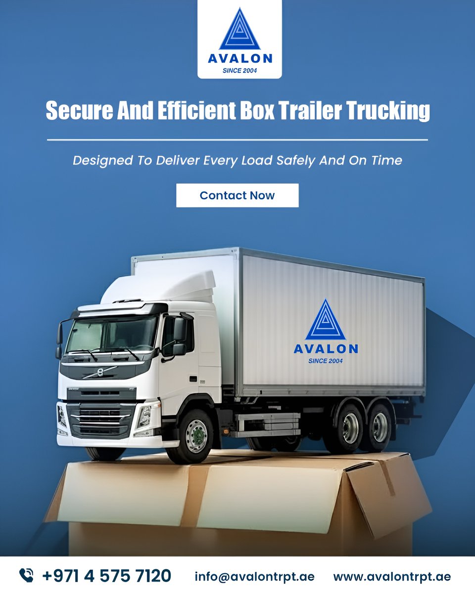 Avalontranspor's tweet image. Precision-driven, secure box trailer trucking that protects every load with advanced equipment, expert drivers, and guaranteed on-time delivery for total peace of mind.
avalontrpt.ae

#BoxTrailerTrucking #FreightSolutions #SecureTransport #LogisticsExperts