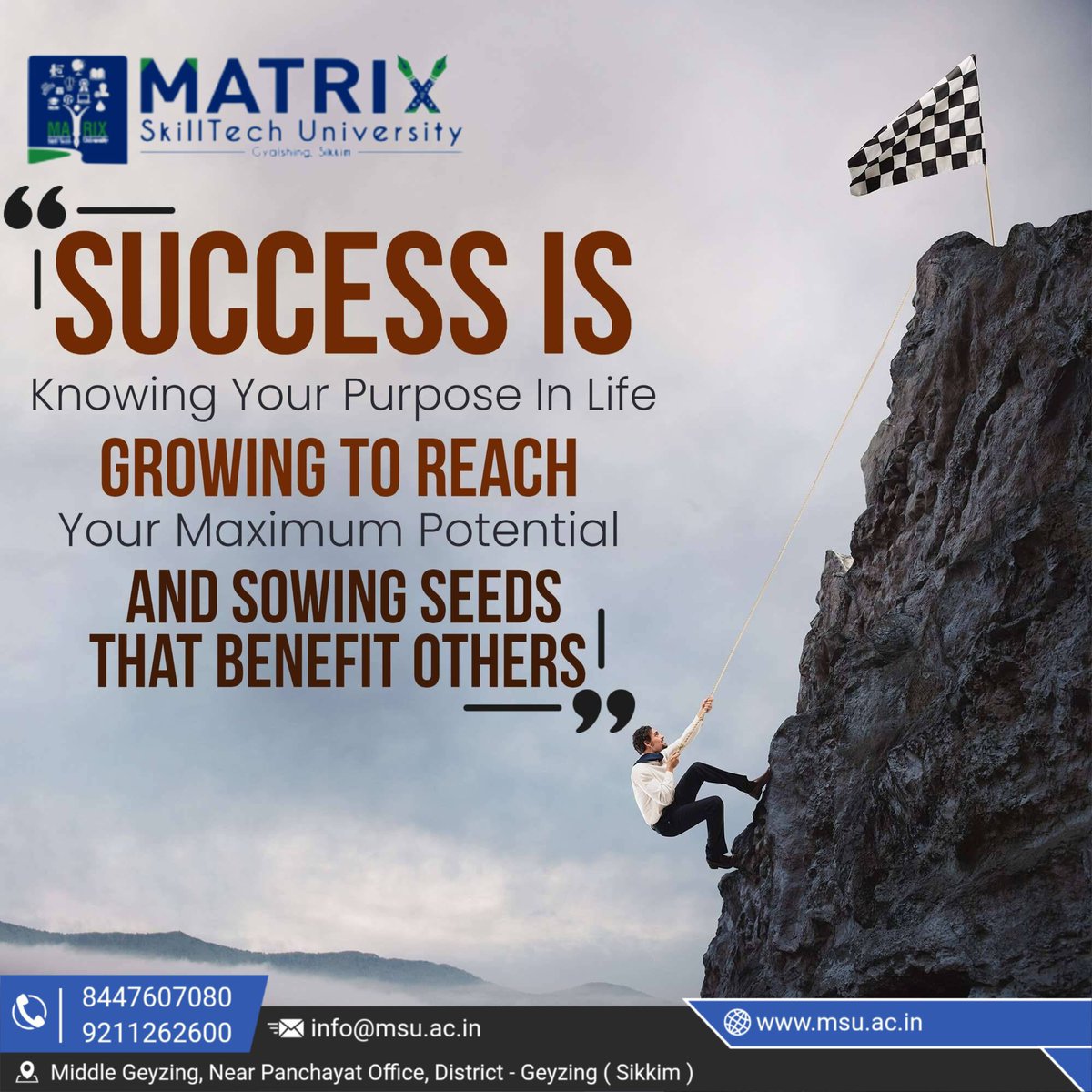 university19447's tweet image. Success – A Message from Matrix SkillTech University
Success isn’t just a destination—it’s a journey of persistence, learning, and self-belief.
#Success #MatrixSkillTechUniversity #MSU #Motivation #Inspiration #StudentLife #DreamBig #WorkHard #AchieveMore #FutureLeaders