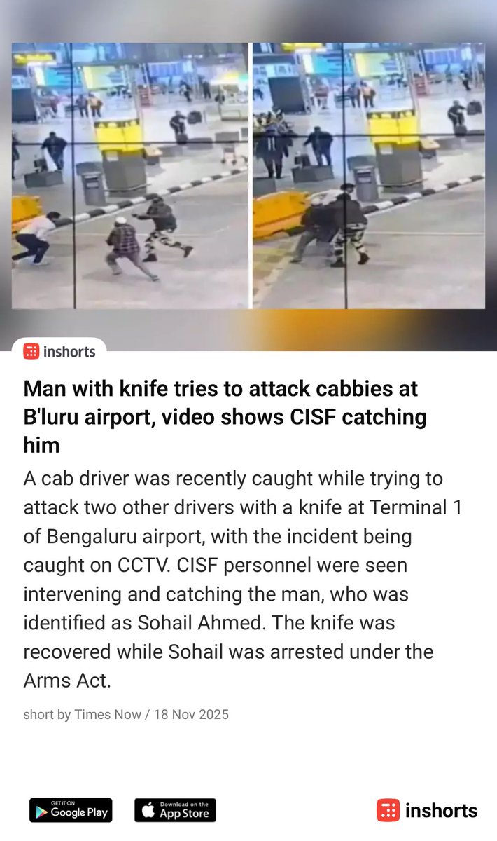RadioBakshi's tweet image. Why does only a Abdul or a Sohail, always found with dagger knife sword &amp;amp; machetes wanting bodily harm others 

Man (Sohail) with knife tries to attack cabbies at B&apos;luru airport, video shows CISF catching him
shrts.in/nc04xp0t9v
 -via inshorts