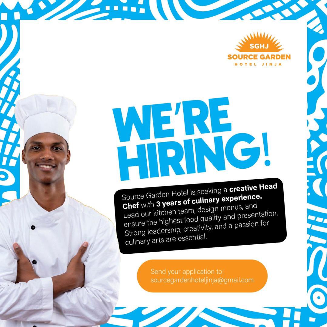Calling All Talent!

We’re on the lookout for a skilled Masseuse &amp; a Creative Chef (2+ yrs). 
🤲🏾 Heal, delight &amp; craft unforgettable experiences at our hotel! 
📩 Apply now via our email and be part of our magic. 

#sourcegardenhoteljinja #hoteljobs #chefneeded #massagetherapist