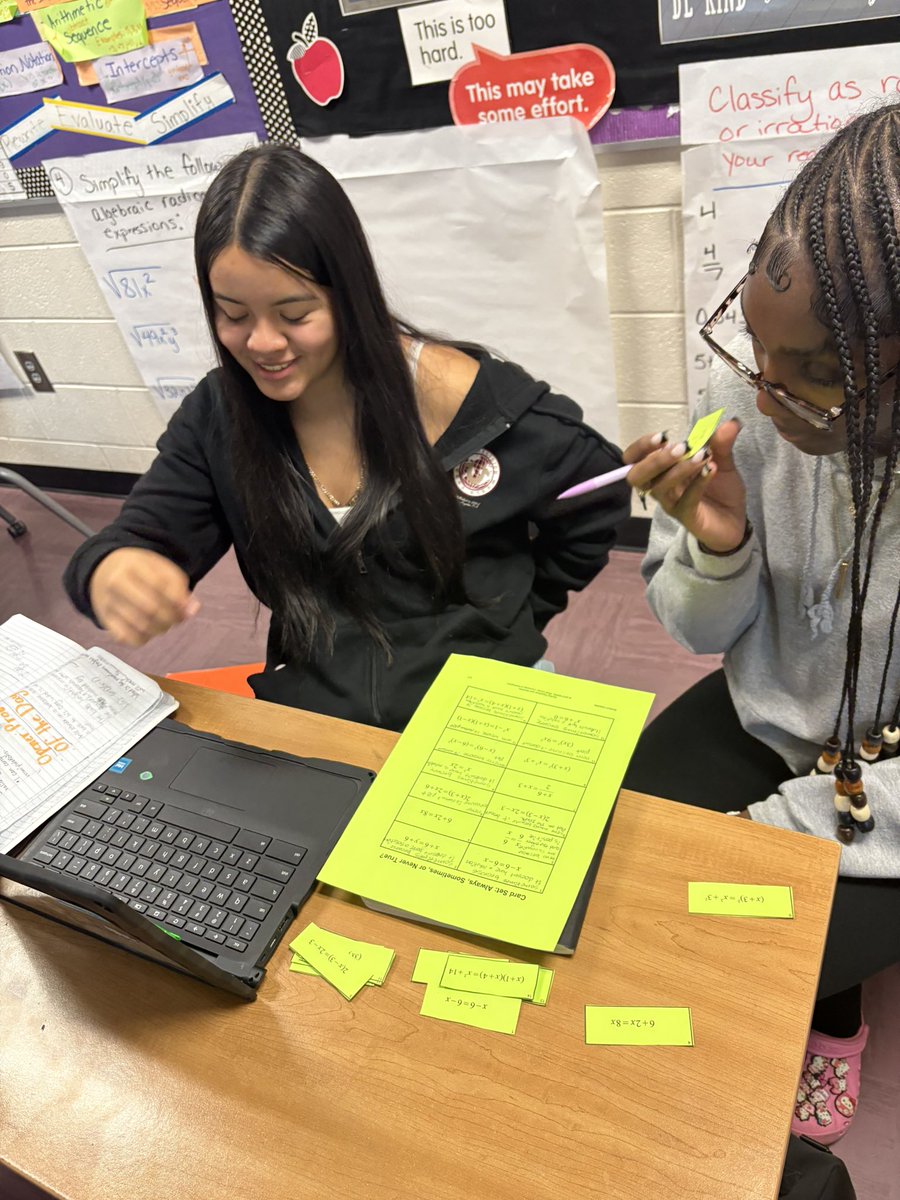 onealmath's tweet image. Students are actively engaged in sorting equations and identities. This lesson focuses on the differences between equations &amp;amp; identities and carrying out correct algebraic manipulations through card sorts. #GaDOETasks #FALTasks #LearningPlans #MathDiscourse #Collaboration