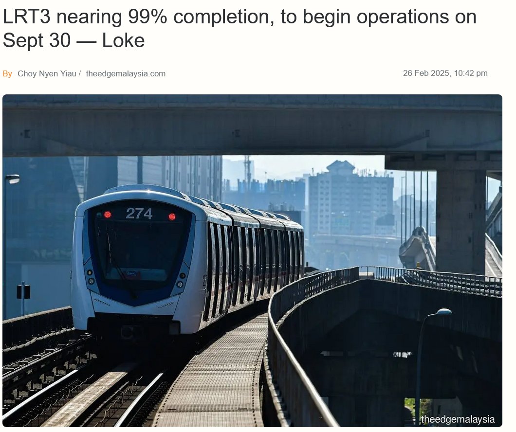 Natcromancer's tweet image. The LRT Shah Alam line could be delayed AGAIN to &quot;31 December or later&quot; and miss its targeted opening date by EOY 2025

Initial opening date: August 2020
First delay: February 2024
Second delay: March 2025
Third delay: September 2025

Now: December 2025 OR LATER