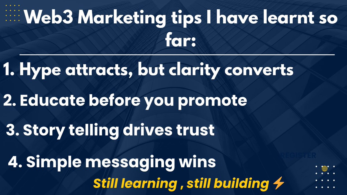 Harry_BUILDs's tweet image. The more I learn about Web3 marketing, the more I realize most people, including me at first, were approaching it in the wrong way.

Here&apos;s what I have learnt so far. 👇

#Web3Community