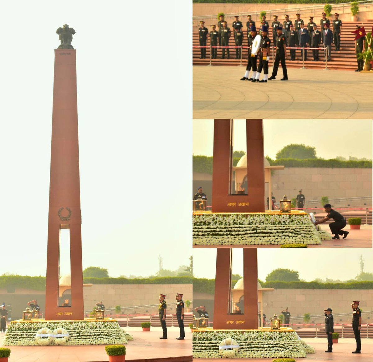 salute2soldier's tweet photo. On the occasion of 245th Corps of Engineers Day, Lt Gen Vikas Rohella, SM**, Engr-in-Chief, Corps of Engrs, alongwith serving personnel &amp; veterans, paid homage to #Bravehearts at #AmarJawanJyoti in a solemn ceremony at #NationalWarMemorial. https://t.co/DBArDlblC2