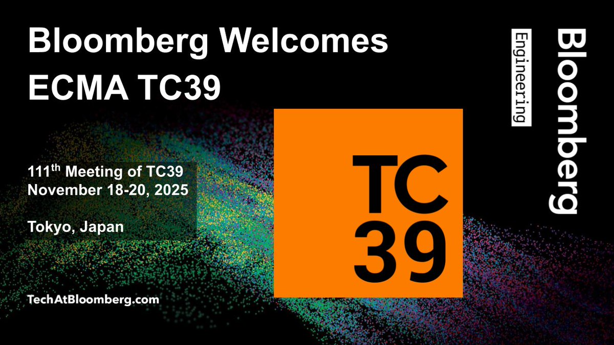 TechAtBloomberg's tweet image. We&apos;re excited to be hosting the 111th Meeting of @TC39 this week (Nov 18-20)! We welcome the #TC39 delegates to @Bloomberg&apos;s office in Tokyo and wish them a truly productive week discussing the future of #ECMAScript / #JavaScript!
bloom.bg/43ASJgQ
#opensource #JS